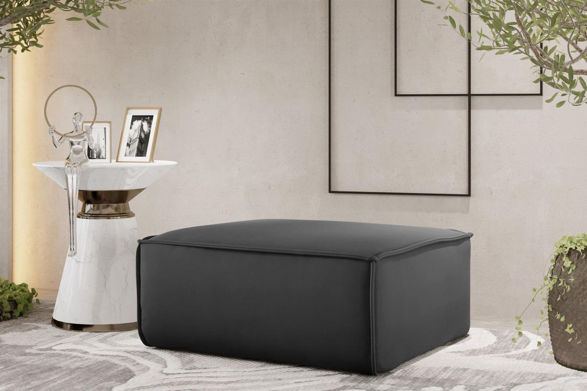 POLSTERHOCKER Celes Premium Opera Velvet - Dunkelgrau, Holzwerkstoff/Textil (85/40/85cm) - Fun Möbel