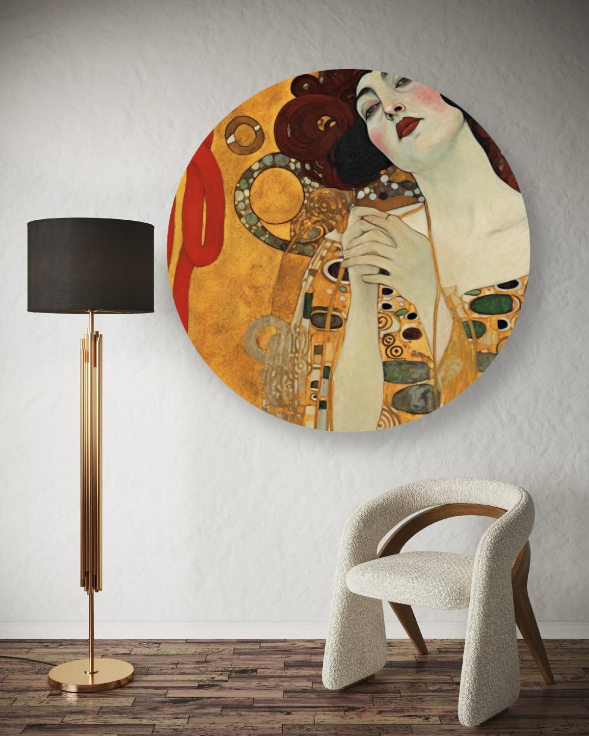 RUNDES BILD Gold 60/60 cm - Goldfarben, Textil (60/60cm) - KUNSTLOFT