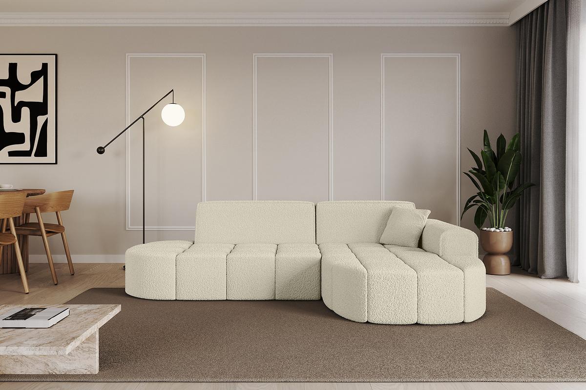 ECKSOFA Ottomane Rechts LIVO-L1 - 252x173x79,5 cm Beige - Beige, Holzwerkstoff/Textil (252/173cm) - ALTDECOR