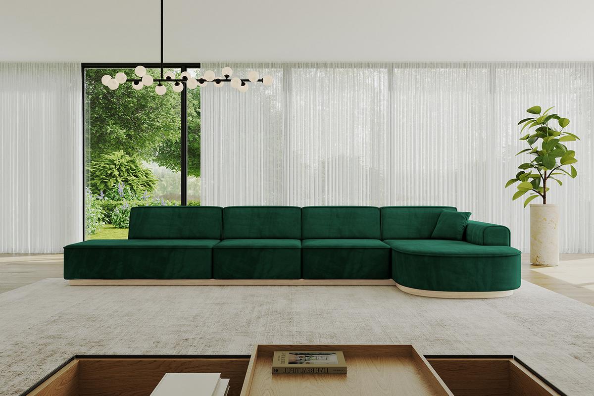 ECKSOFA Ottomane Rechts ARRIO-L3 - 413x171x83 cm Dunkelgrün - Grün, Holzwerkstoff/Textil (413/171cm) - ALTDECOR