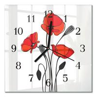 WANDUHR aus Glas 30x30 cm - Mohn - Rot, Glas (30/30/0.4cm) - TULUP