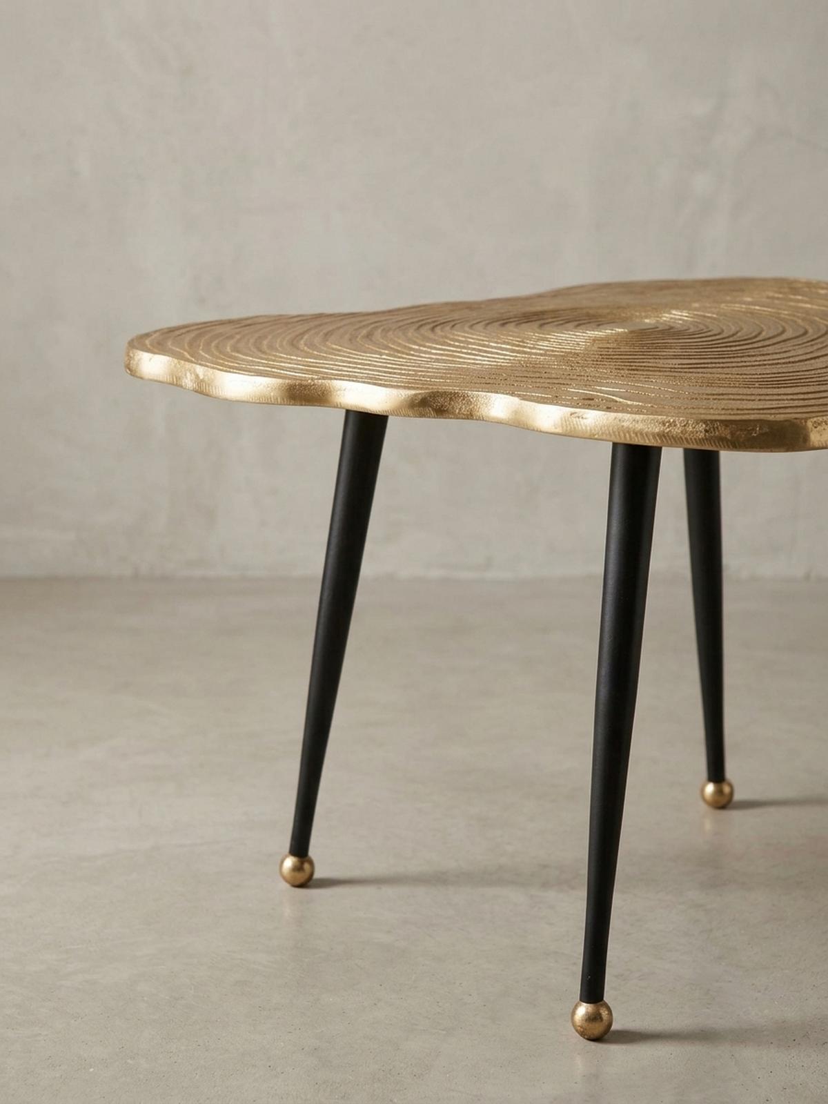 COUCHTISCH Schwarz Gold, Aluminium im Baumscheiben-Look - Goldfarben/Schwarz, Metall (64/64/37cm) - KADIMA DESIGN
