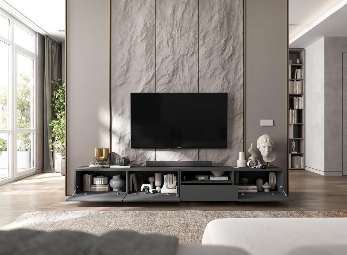 TV-LOWBOARD 2-er Set Enjoy Grau Matt Loft Schublade 120 cm - Grau, Holzwerkstoff (240/37/35cm) - Meble Lindner