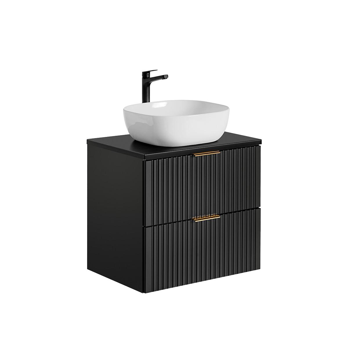 WASCHTISCH 60.6cm Adriel Mattschwarz - Schwarz, Holzwerkstoff (60.6/59/46cm) - Petits-meubles