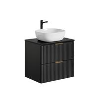 WASCHTISCH 60.6cm Adriel Mattschwarz - Schwarz, Holzwerkstoff (60.6/59/46cm) - Petits-meubles