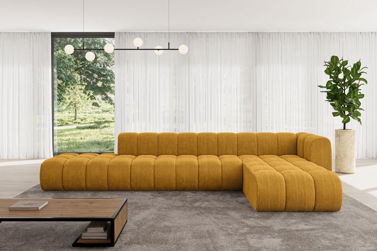 ECKSOFA modulares Sofa Zuvon-L2 - 387x177x70 cm Senfgelb - Currygelb, Holzwerkstoff/Textil (387/177cm) - ALTDECOR