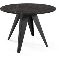 ESSTISCH Gala, Runder Tisch mit Ausziehfunktion, 90-130x90 cm, Schwarz+Black Pietra Grigia - Schwarz, Metall (90/90/76cm) - Beautysofa