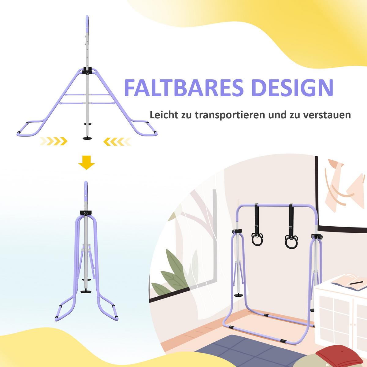 KINDERTURNSTANGE Stahl Violett - Violett, Metall (105/128/148cm) - HOMCOM