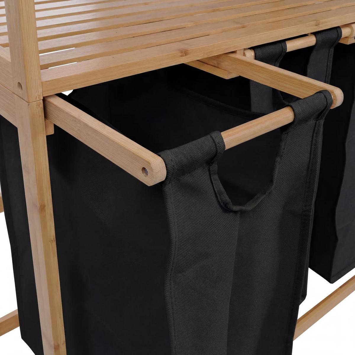 WÄSCHESAMMLER Braun, Schwarz - Schwarz/Braun, Holz (80/125/40cm) - MCW
