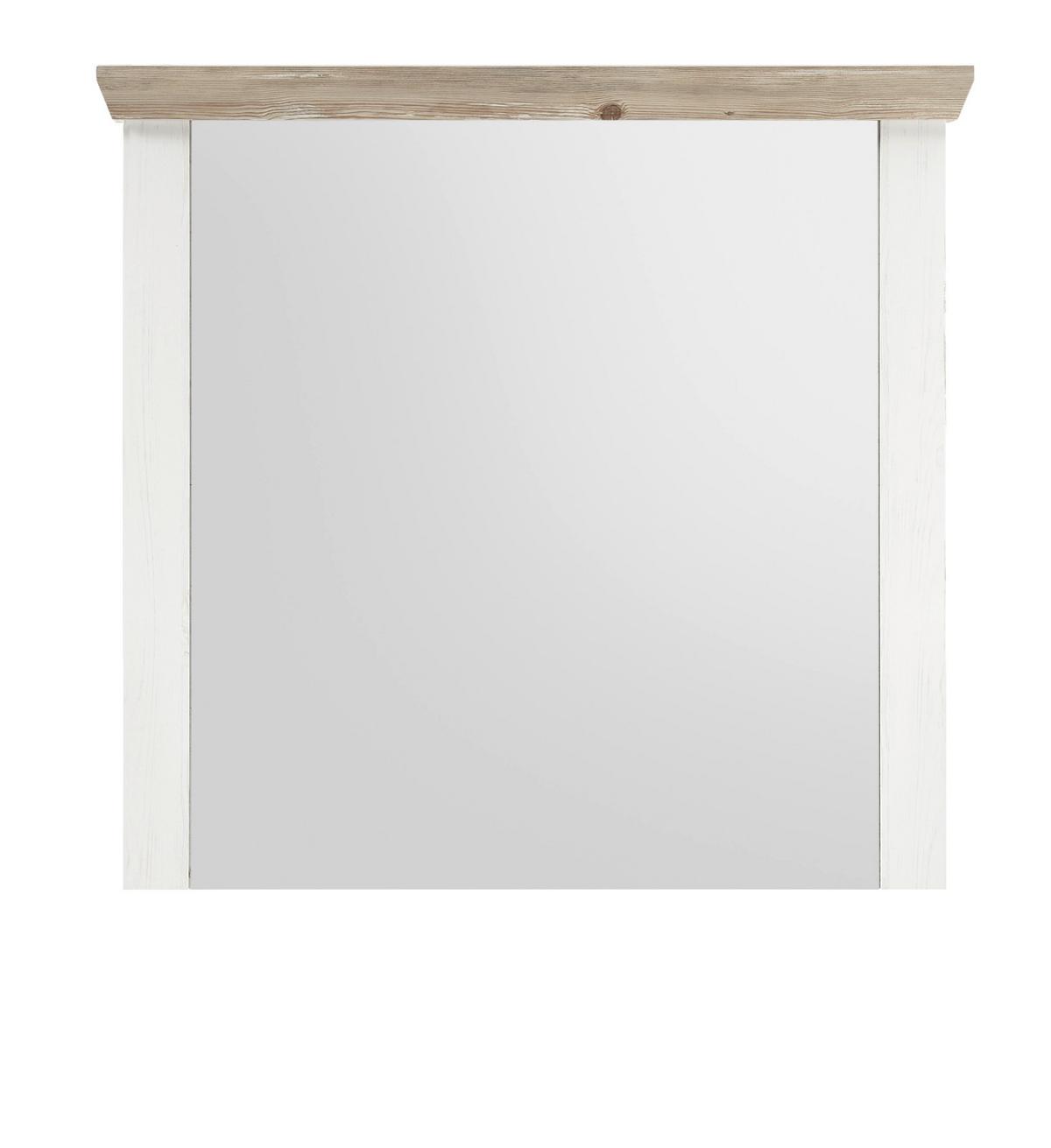 GARDEROBENSPIEGEL Pinie weiß, Oslo Pinie Landhaus, Spiegel, 107 x 110 cm - Weiß/Pinienfarben, Holzwerkstoff (107/110/8cm) - Furn.Design