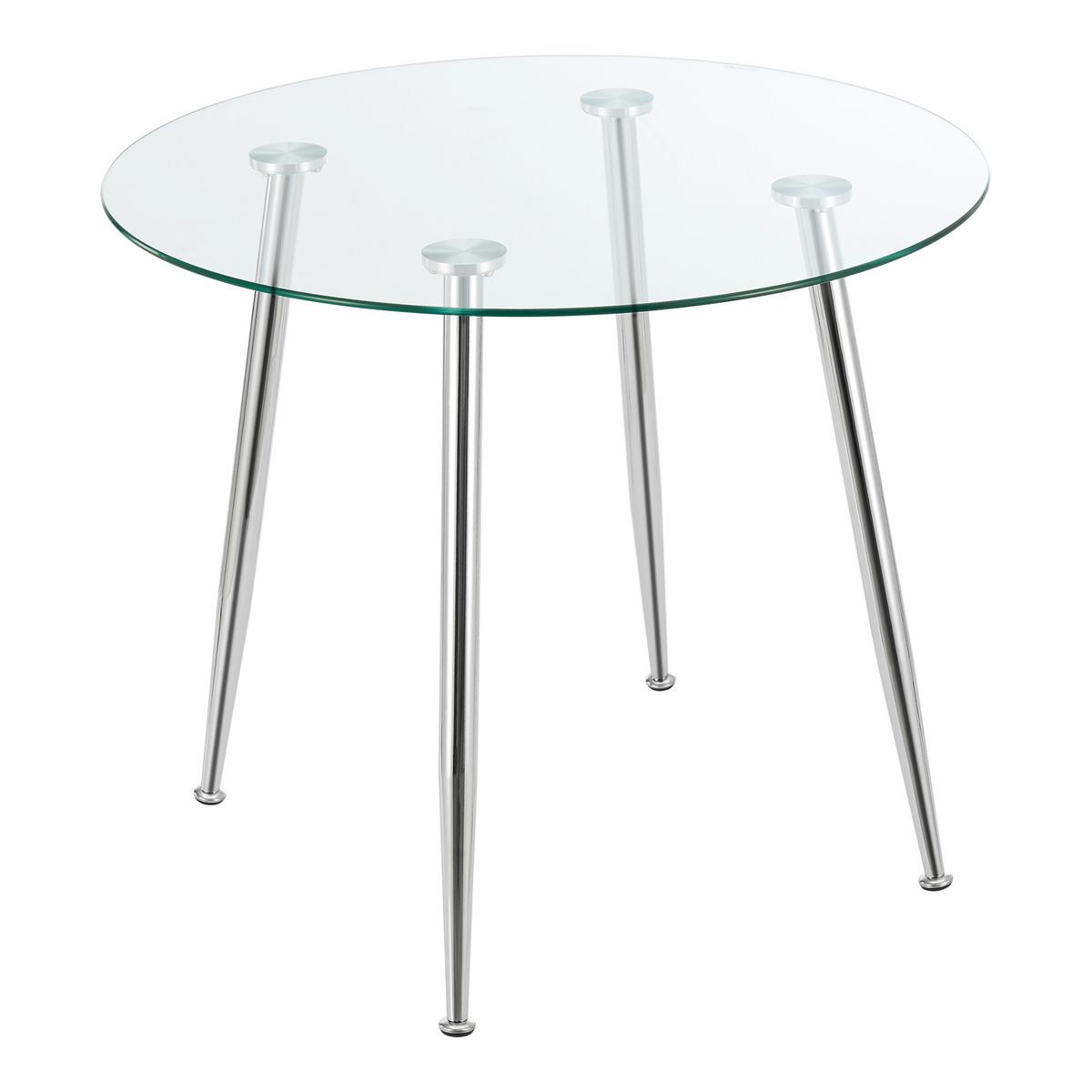 ESSTISCH Humppila - Chromfarben/Transparent, Glas/Metall (87/87/75cm) - [en.casa]