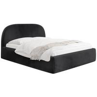 POLSTERBETT Puro mit Bettkasten, Schwarz Samt 140 x 200 cm – mit Metall-Lattenrost - Schwarz Hochglanz/Birkefarben, Kunststoff/Textil (140/200cm) - WFL GROUP