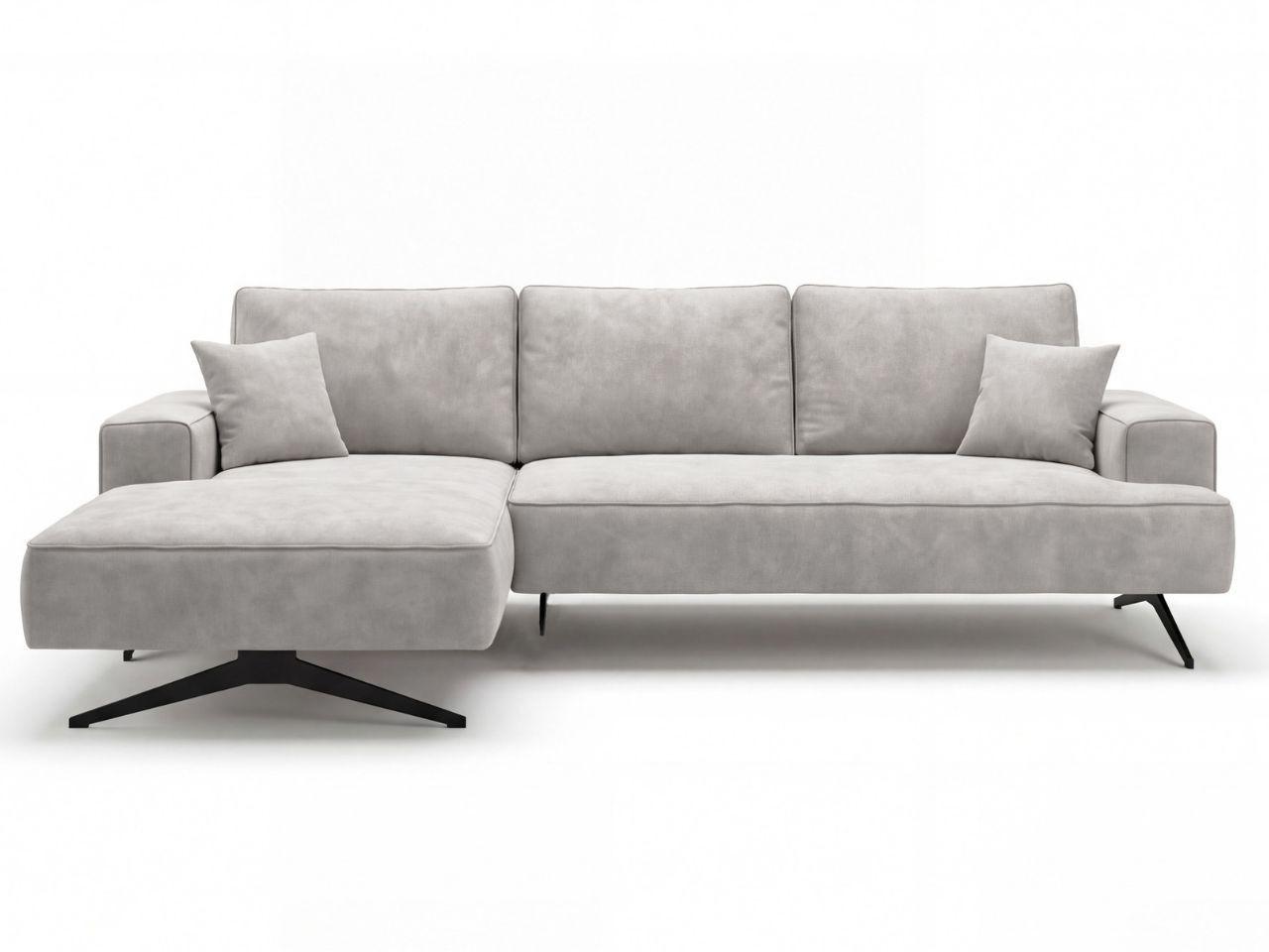 ECKSOFA Leto Grau Links - Schwarz/Grau, Holz/Textil (260/165cm) - Graingold