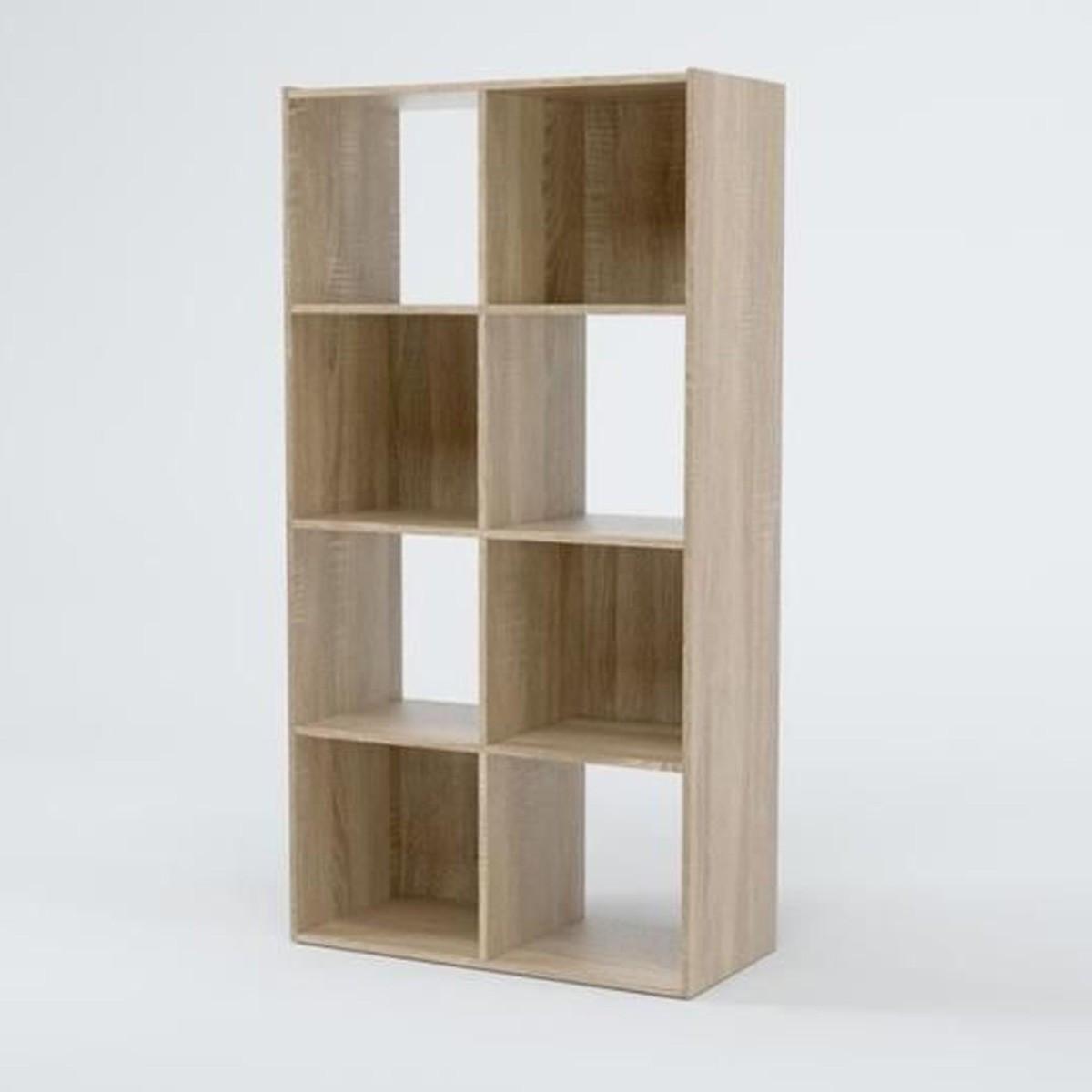 REGAL zur Aufbewahrung mit 8 Fächern - L62 x H123 cm - Eschefarben, Holzwerkstoff (62/123/29.5cm) - Calicosy