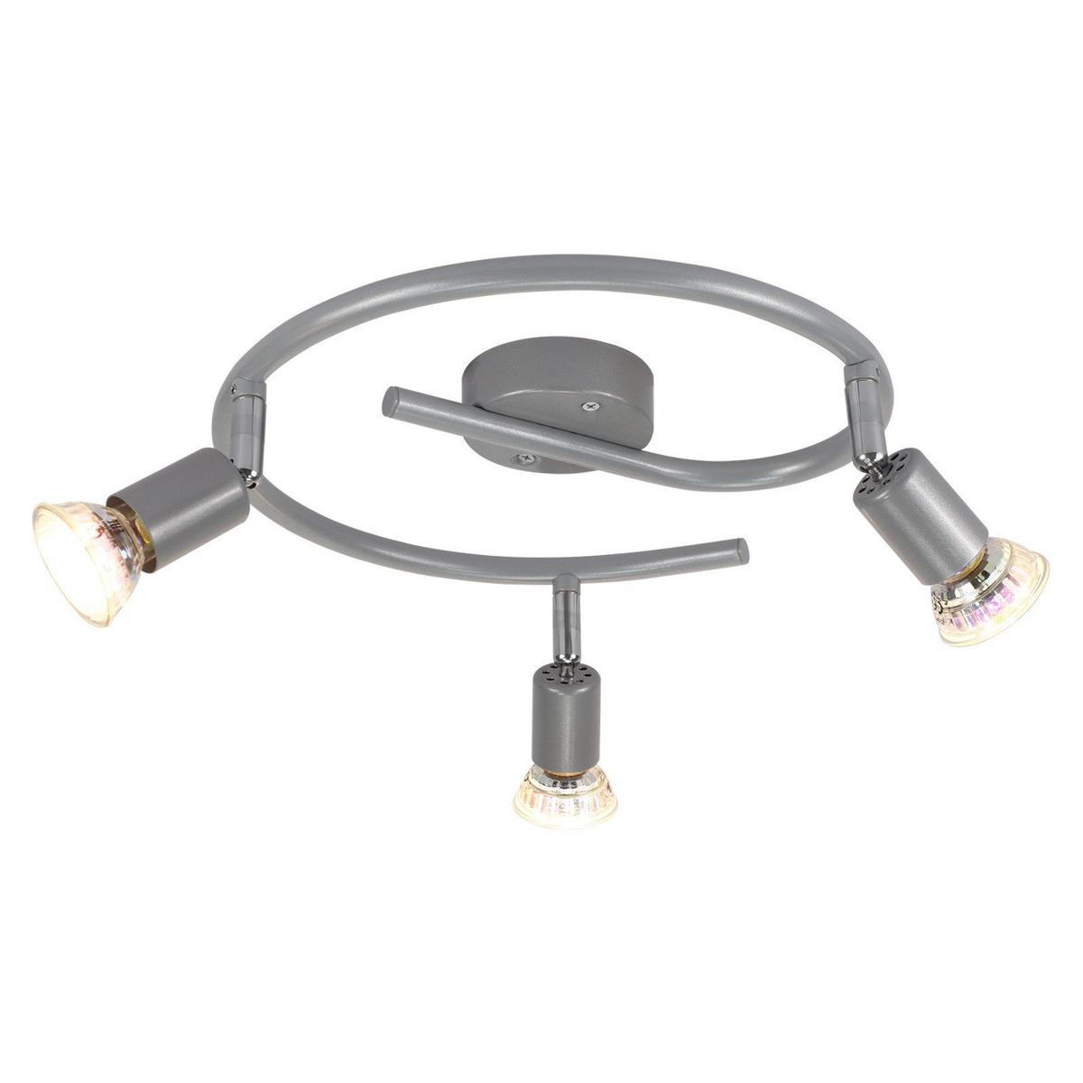 DECKENSTRAHLER Leroux 3-flammig 42/15/42cm - Silberfarben, Metall (42/15/42cm) - Nettlife