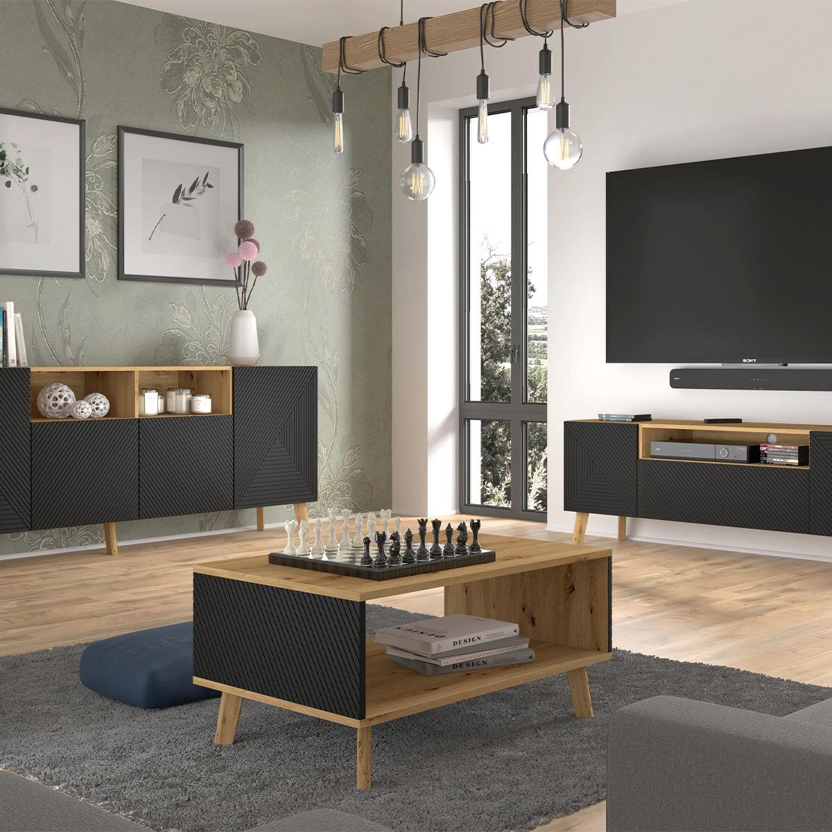 COUCHTISCH Nexa Holz und Schwarz - Schwarz, Holzwerkstoff (60/90/45cm) - Petits-meubles