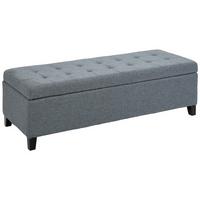 TRUHENBANK mit Deckel, Leinenoptik, Grau - Grau, Kunststoff (49/41.5/125cm) - HOMCOM
