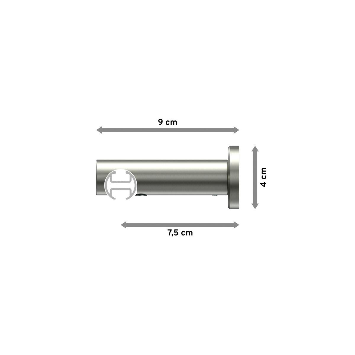 GARDINENSTANGE INNENLAUF Platon Santo 320 cm (geteilt in 2 x 160 cm), 1-läufig, 20 mm Ø Edelstahl-Optik - Edelstahlfarben, Metall (320cm) - INTERDECO