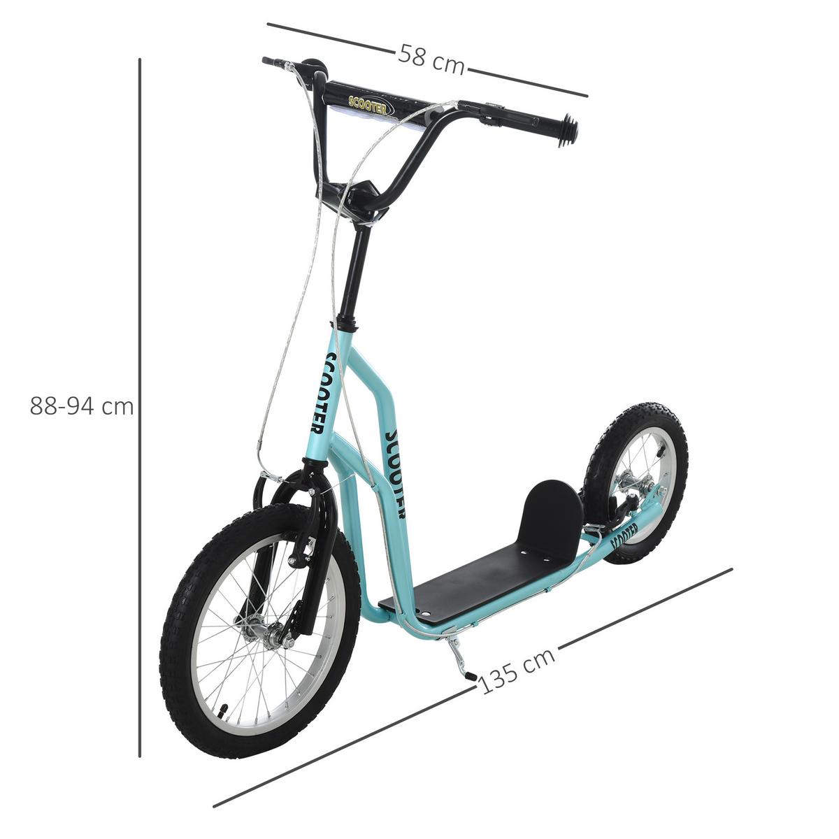 KINDERROLLER ab 5 jahre Scooter Cityroller Kinder Luftreifen verstellbar Blau - Blau, Metall (135/58/88cm) - HOMCOM