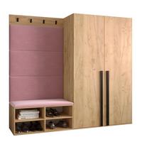 GARDEROBEN-SET 184/184/42 - Pink/Eichefarben, Holz/Kunststoff (184/184/42cm) - MÖBEL KRYSPOL