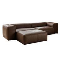 SOFA CELESTE Dunkelbraun Leder - Dunkelbraun/Schwarz, Leder/Kunststoff (302/114cm) - KAWOLA