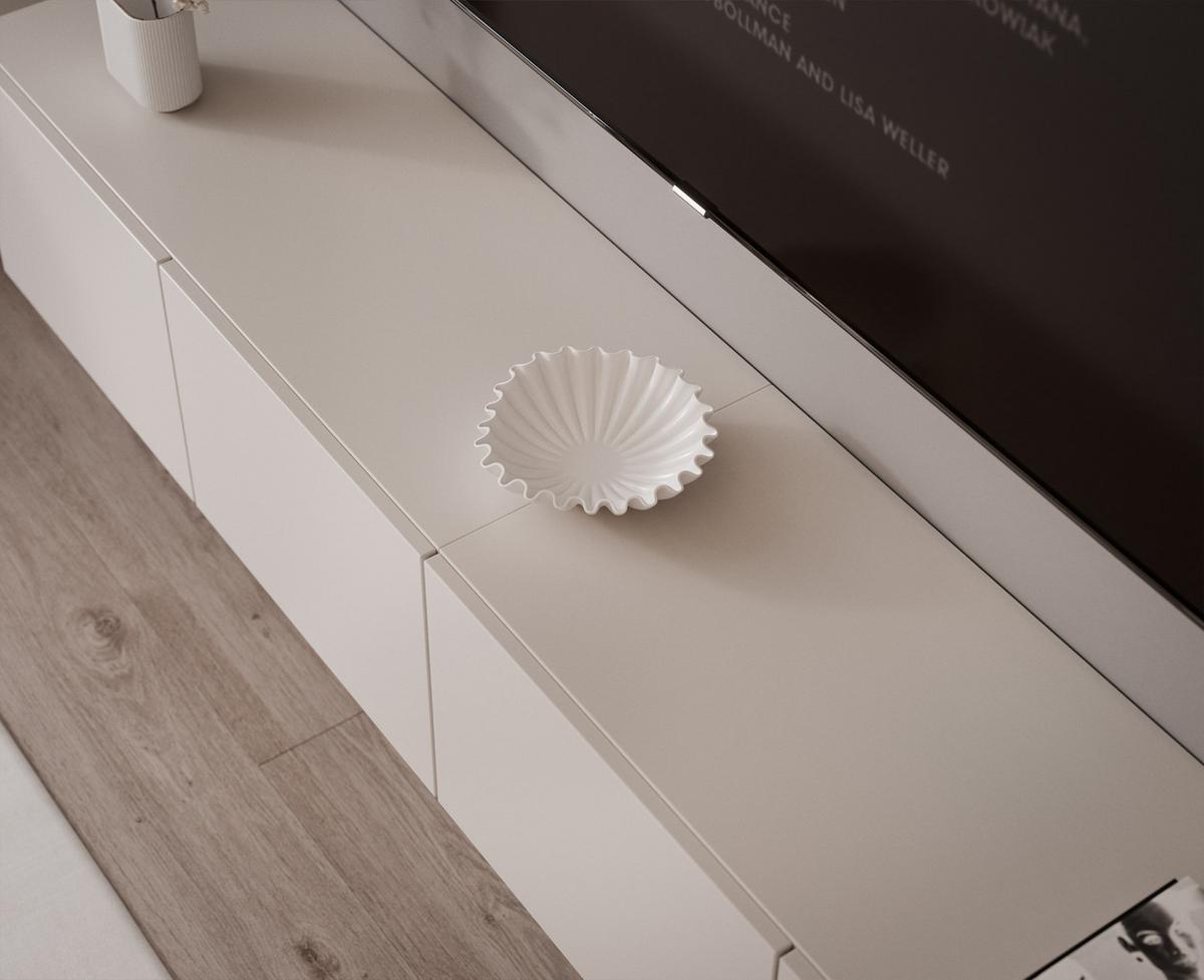 WOHNWAND ANGEL LINE I 2-teilig, mit LED-Beleuchtung, Kaschmir - Kaschmir, Holzwerkstoff (240/180/40cm) - Idohome