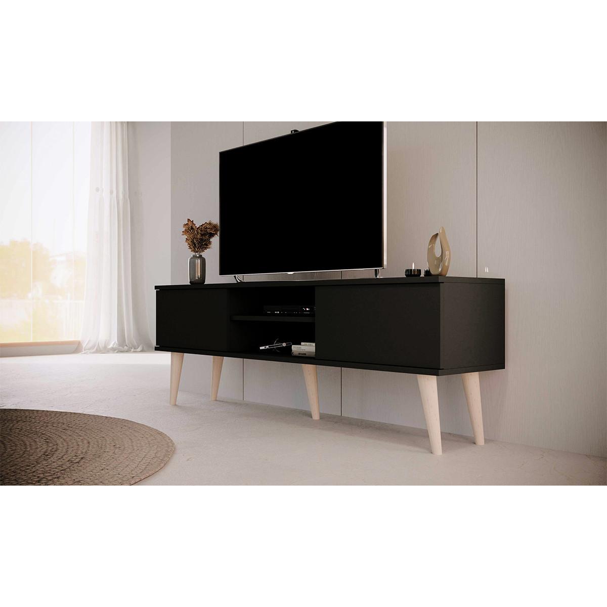 TV-MÖBEL Toronto Schwarz - Schwarz, Holzwerkstoff (160/55/35cm) - Petits-meubles