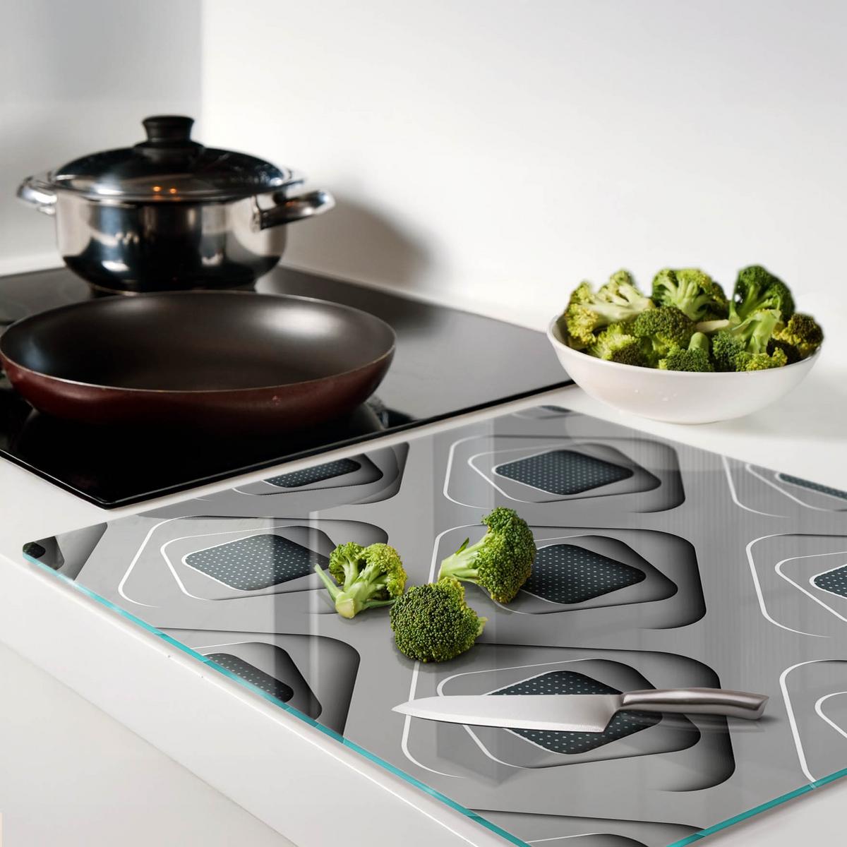 GLASPLATTE 60x52 cm 3D - Grau, Glas (60/0.4/52cm) - TULUP