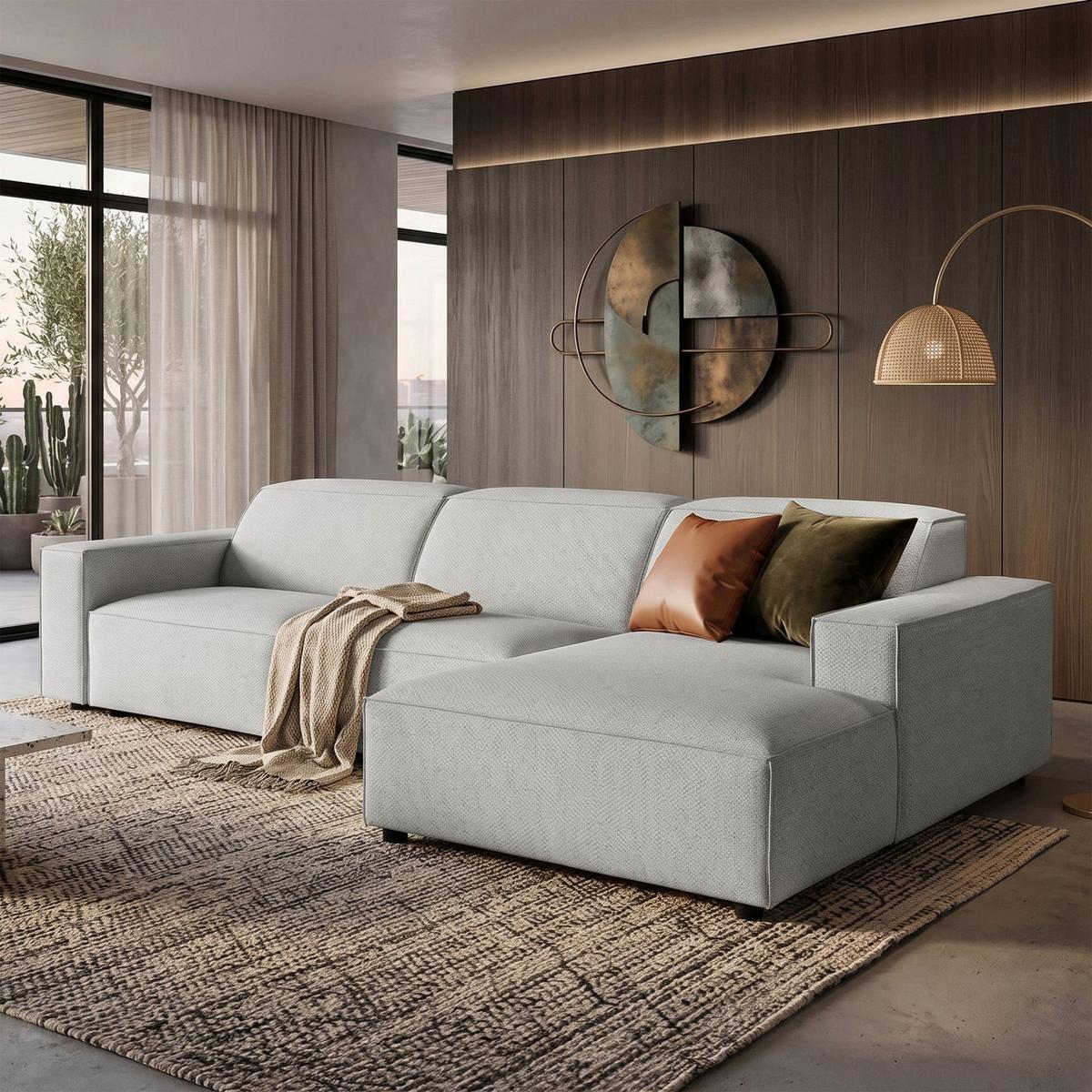 ECKSOFA Sellmo 287 cm - Hellgrau/Schwarz, Kunststoff/Textil (292/166cm) - Selsey