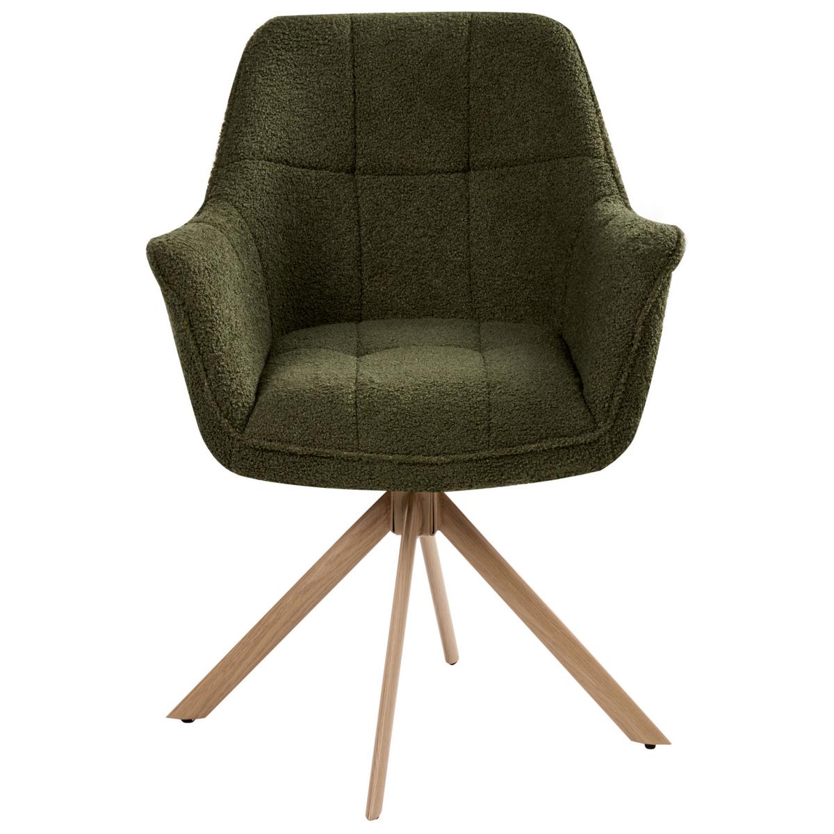 ESSZIMMERSTUHL drehbar Bouclé Grün Hayden - Braun/Grün, Textil (64/85/69cm) - Beliani