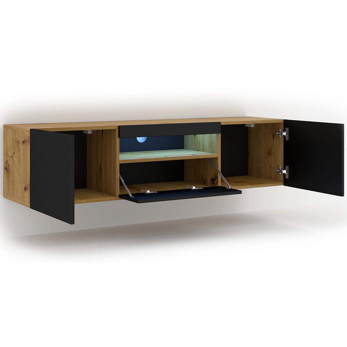 TV-MÖBEL Aurus Holz und Schwarz - Eichefarben/Schwarz, Holzwerkstoff (150/36/37cm) - Petits-meubles