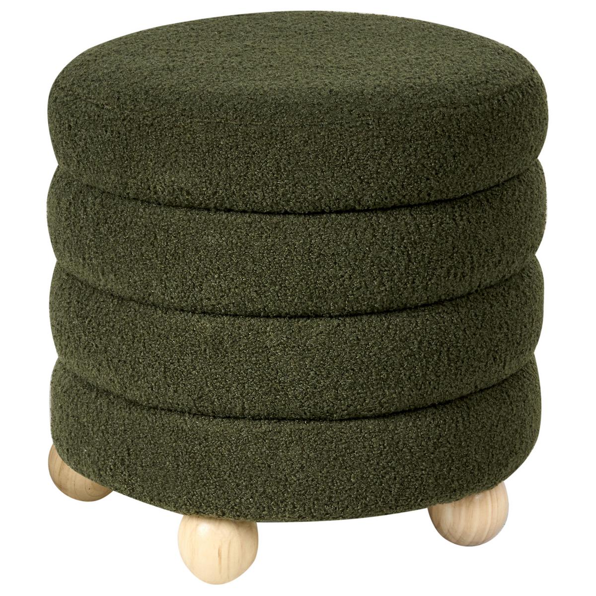 POUF Bouclé Grün Chilly - Goldfarben, Metall (42/41/42cm) - Beliani
