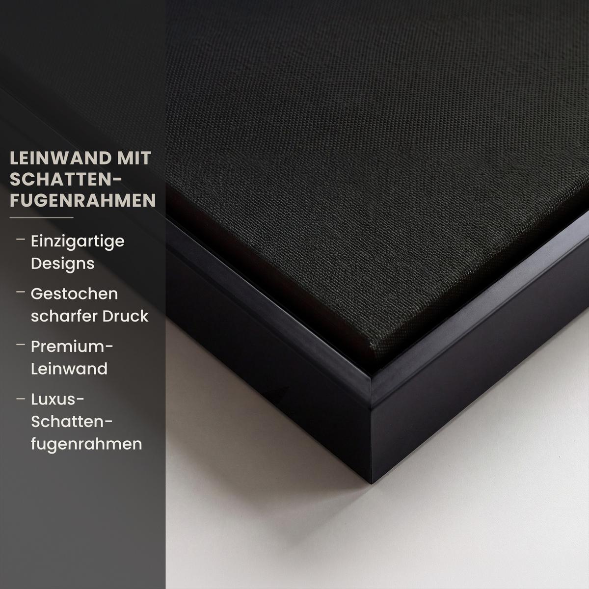 LEINWAND Bilder mit Rahmen - Baum - Blau - Blätter - Pinselstriche - 150x100 - Blau, Textil (150/100cm) - MuchoWow