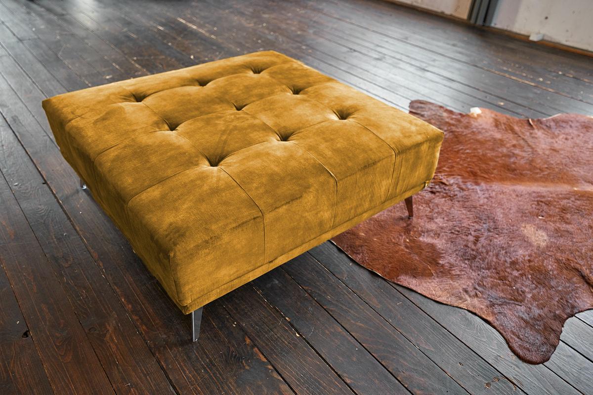 HOCKER WIOLO Braun Velvet - Silberfarben/Braun, Textil/Metall (110/42/110cm) - KAWOLA