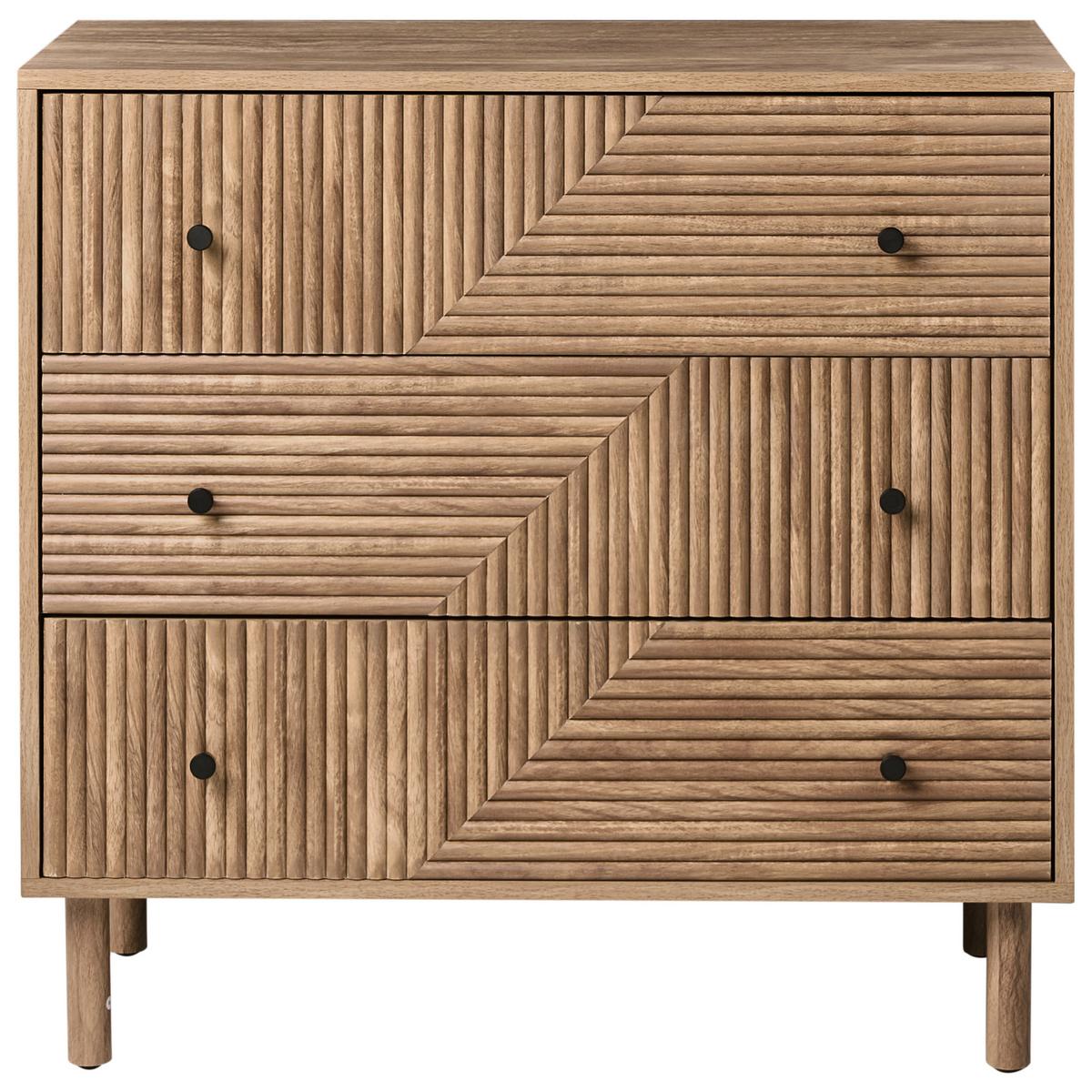 KOMMODE mit 3 Schubladen Hellbraun Ronge - Hellbraun, Holzwerkstoff (80/77/40cm) - Beliani