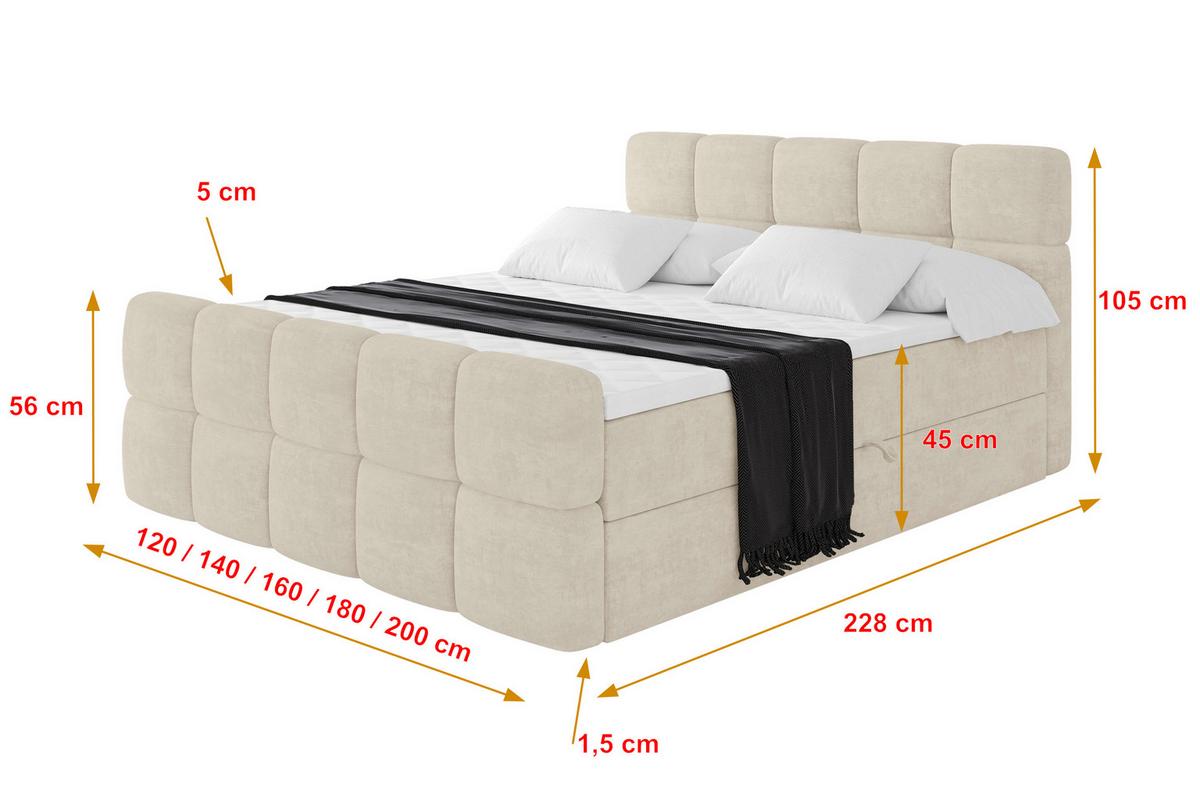 BOXBETT mit Matratze H3 - FAMA-Z - 120x200 cm Beige Monolith - Sahara, Holzwerkstoff (120/200cm) - ALTDECOR