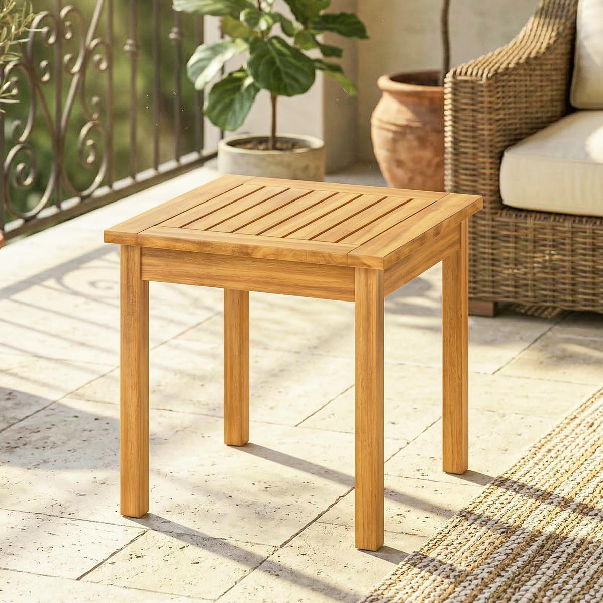 GARTENTISCH Akazienholz Naturholz - Naturfarben, Holz (48/48/46cm) - Outsunny