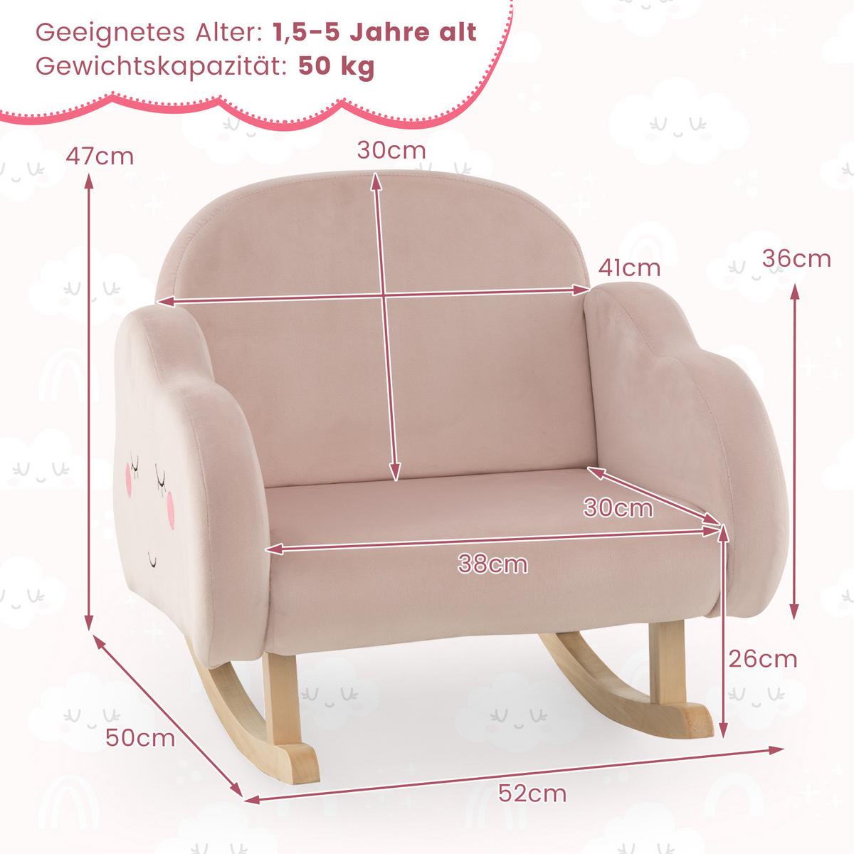 KINDERSOFA 51cm Pink - Pink, Textil (51/51/50cm) - COSTWAY