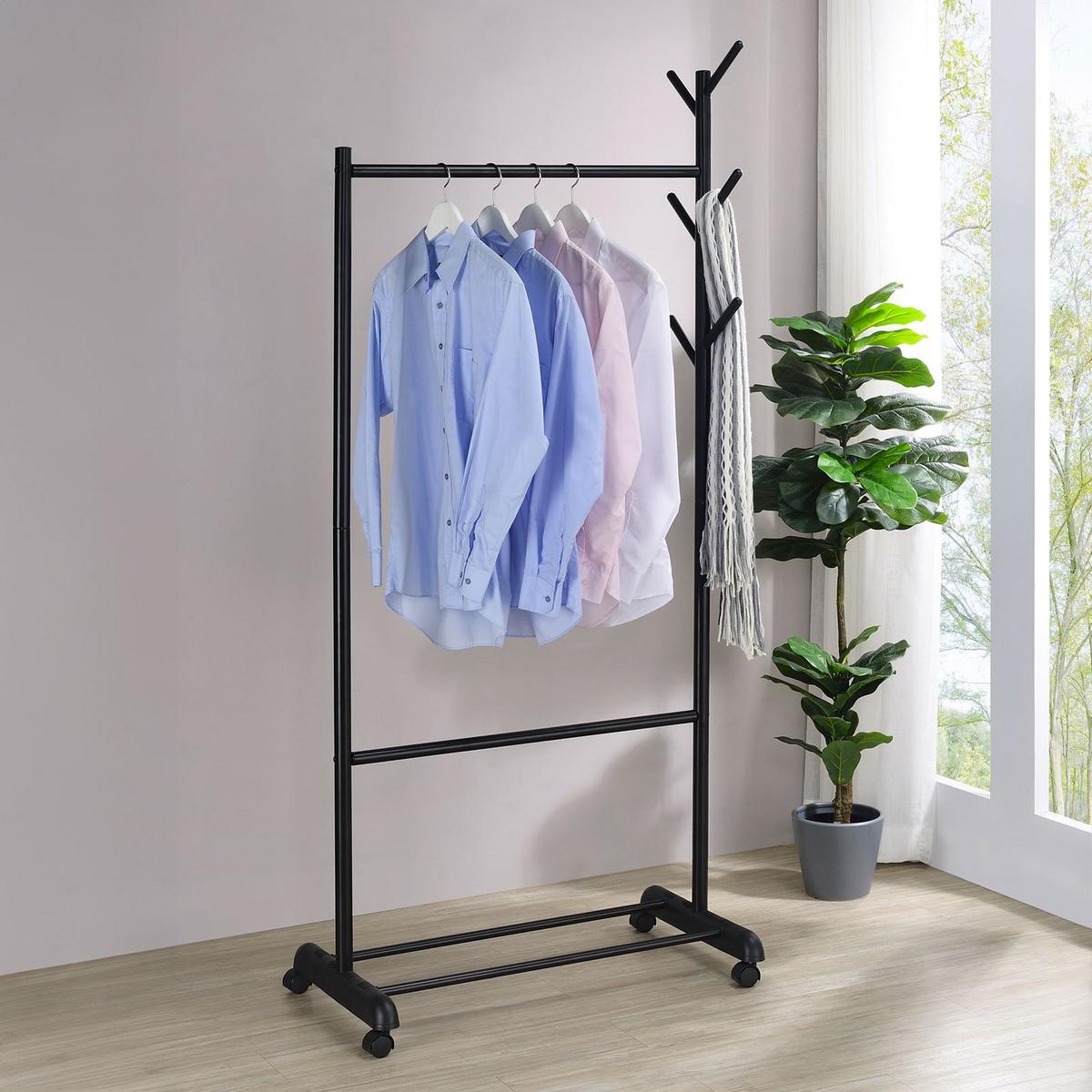 KLEIDERSTÄNDER AURIGO schwarz - Schwarz, Metall (81/185/44cm) - IDIMEX