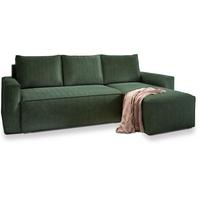 ECKSOFA POTARO Grün Kordstoff mit Schlaffunktion - Grau/Grün, Holz/Kunststoff (232/140cm) - MASSENO