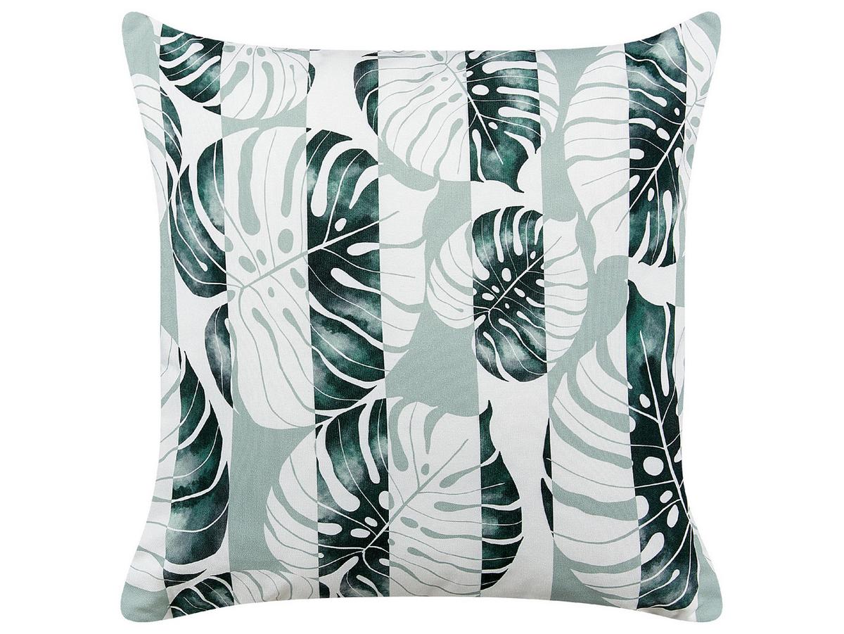 OUTDOOR-KISSEN 2er-Set Blattmuster grün 45/45 cm Termini - Hellgrau, Textil (45/45cm) - Beliani