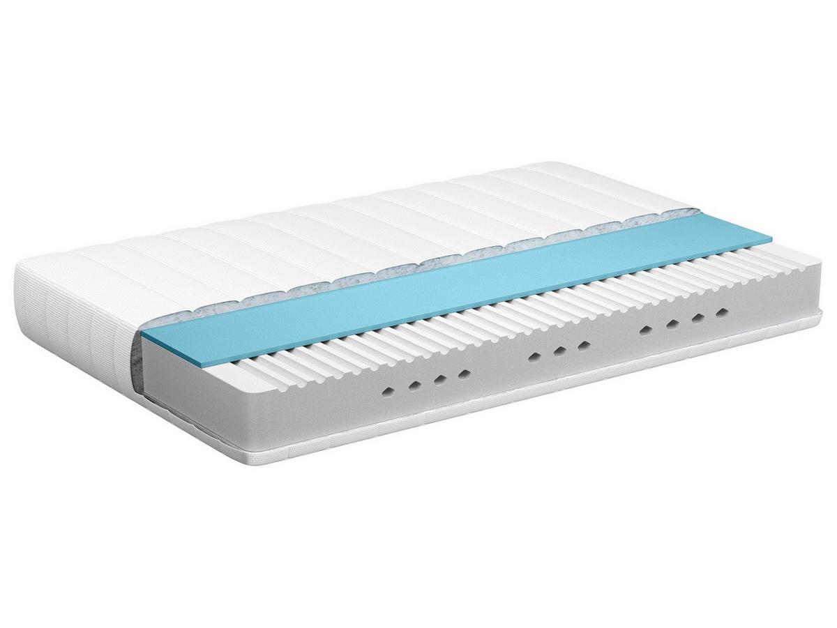 GEL-MEMORY-SCHAUMMATRATZE H2/3 Mittel 160/200 cm Happiness - Weiß, Textil (160/200cm) - Beliani