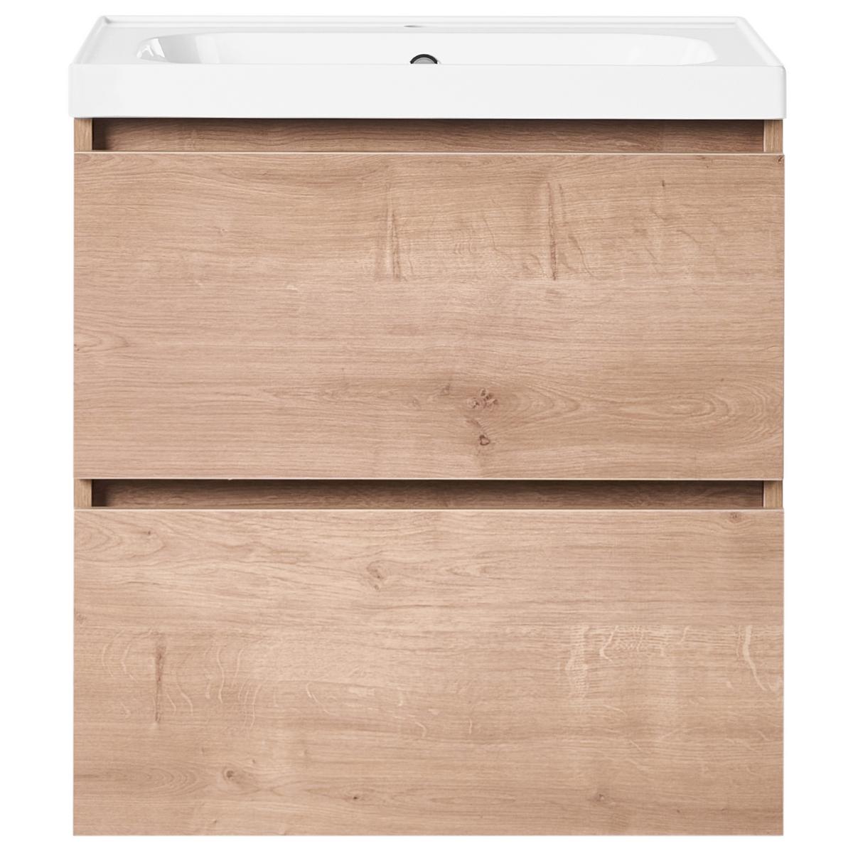 WASCHBECKENUNTERSCHRANK wandmontiertk mit Waschbecken Hellbraun Lagoa - Hellbraun, Holzwerkstoff (60/60/50cm) - Beliani