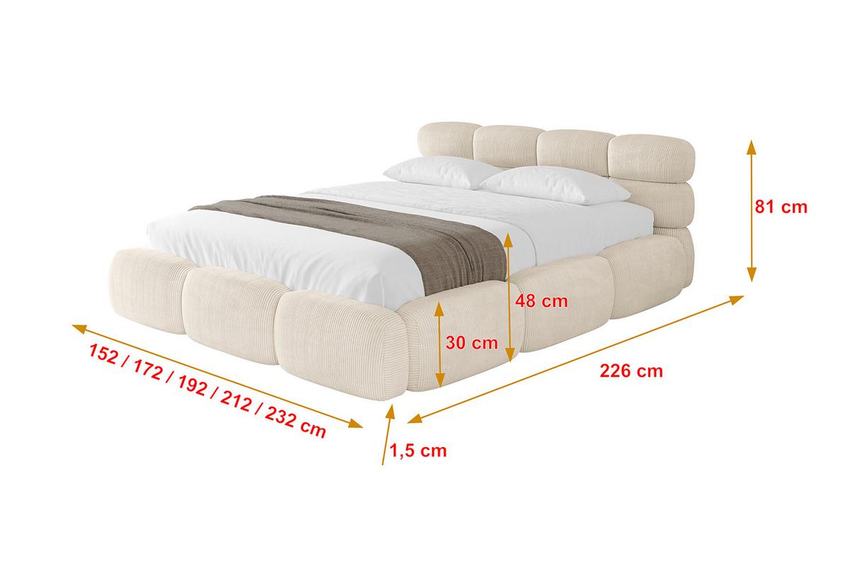 POLSTERBETT mit Bettkasten und Lattenrost, Boxbett ohne Matratze - NOMA 140x200 Beige - Beige, Holzwerkstoff/Textil (140/200cm) - ALTDECOR