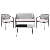 LOUNGE-SET mit Tisch 4-Sitzer Polyrattan Schwarz Flero - Dunkelgrau/Beige, Kunststoff - Beliani