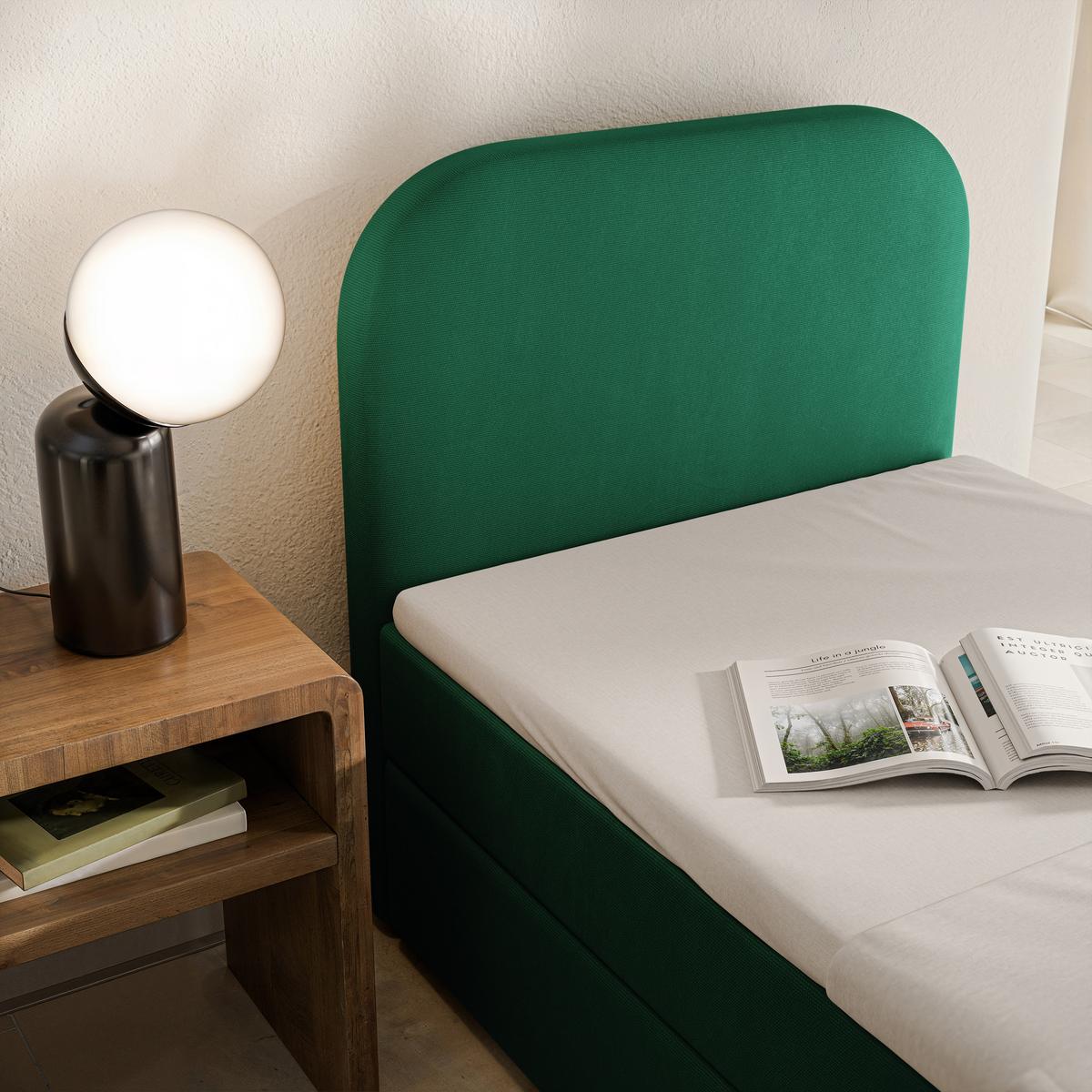BOXBETT CERIA 80x200 cm mit Matratze und Topper - Grün - Grün, Holz/Textil (80/200cm) - MASSENO