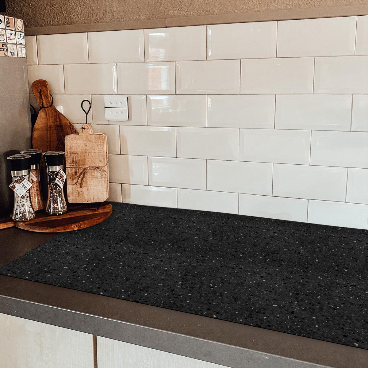 HERDABDECKPLATTE Granit - Schwarz - Grau Induktionsschutz 91.6x52.7 cm - Anthrazit, Kunststoff (91.6/52.7/0.2cm) - MuchoWow