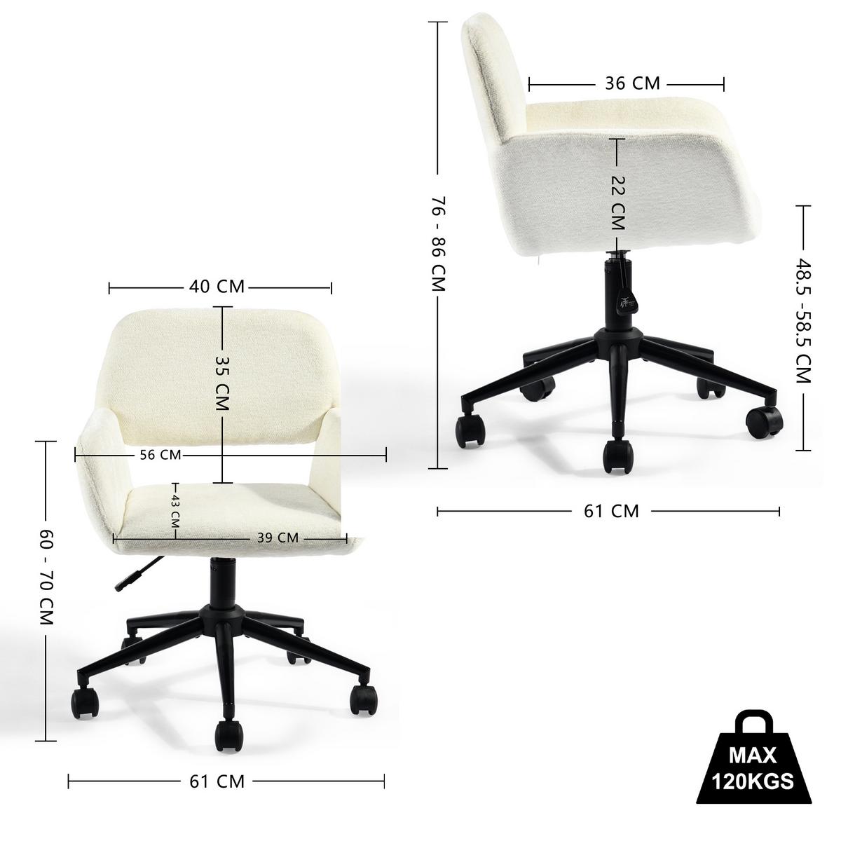 DREHSTUHL Stoffbezug höhenverstellbar & 360° drehbar - Beige/Schwarz, Textil/Metall (54/85/56cm)