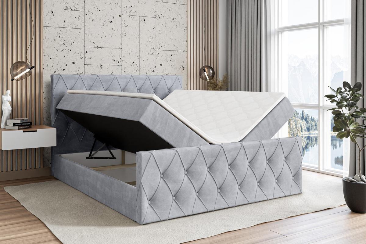 BOXBETT AMAY-Z - 180x200 cm - H3 - Hellgrau - Hellgrau, Holzwerkstoff (180/200cm) - ALTDECOR