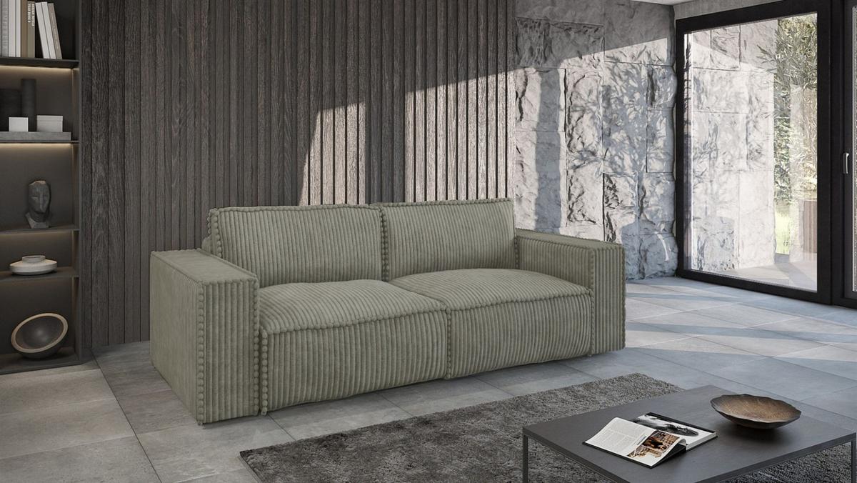 SOFASET Vajana 3-2-1 - Grün, Holzwerkstoff/Textil (240/86/102cm) - Fun Möbel
